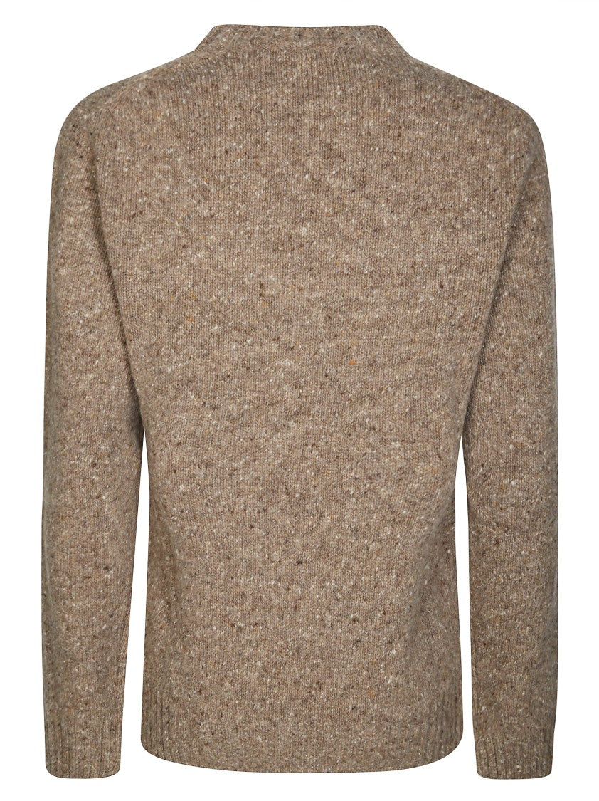 Daniele Fiesoli Speckled Brown Knitted Sweater With Classic Crew Neckline