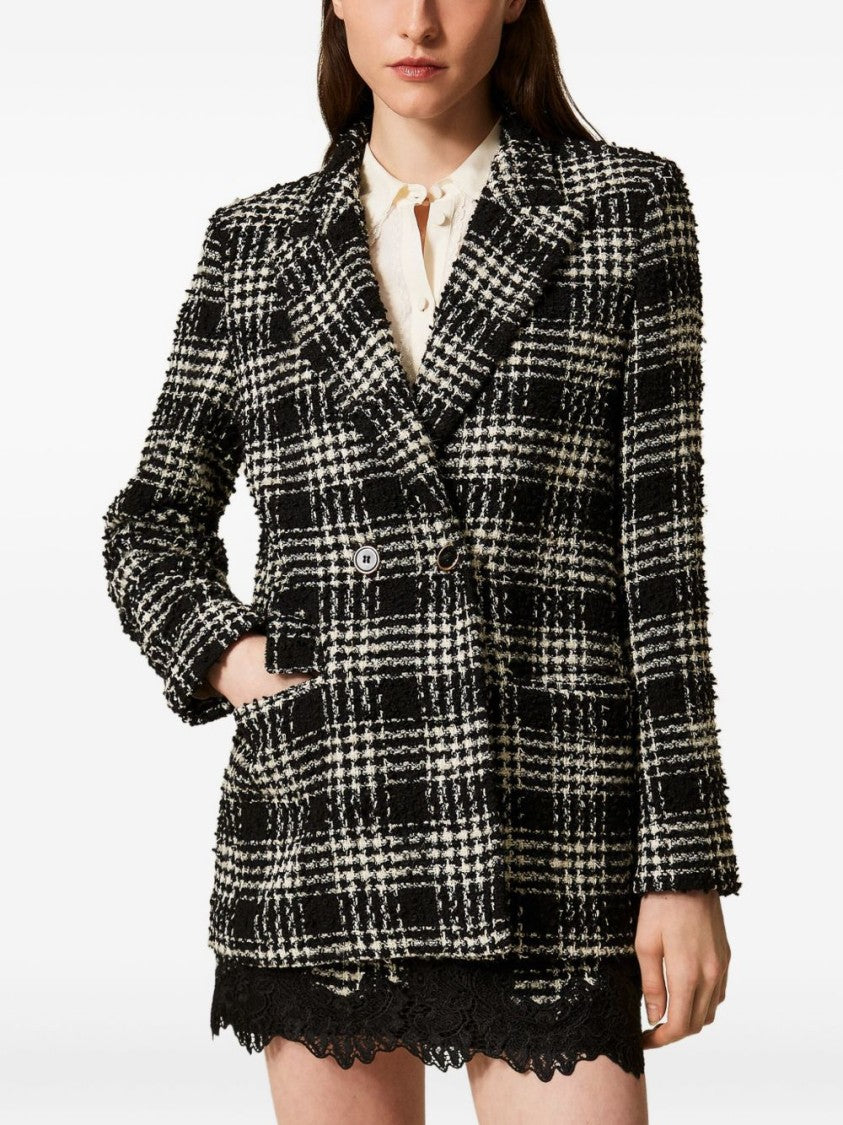 Twin-Set Double-Breasted Checkered Jacket
