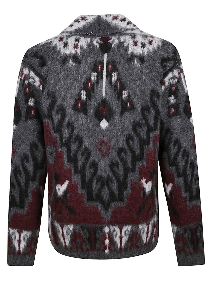 Amaranto Geometric Pattern Cardigan With Shawl Collar