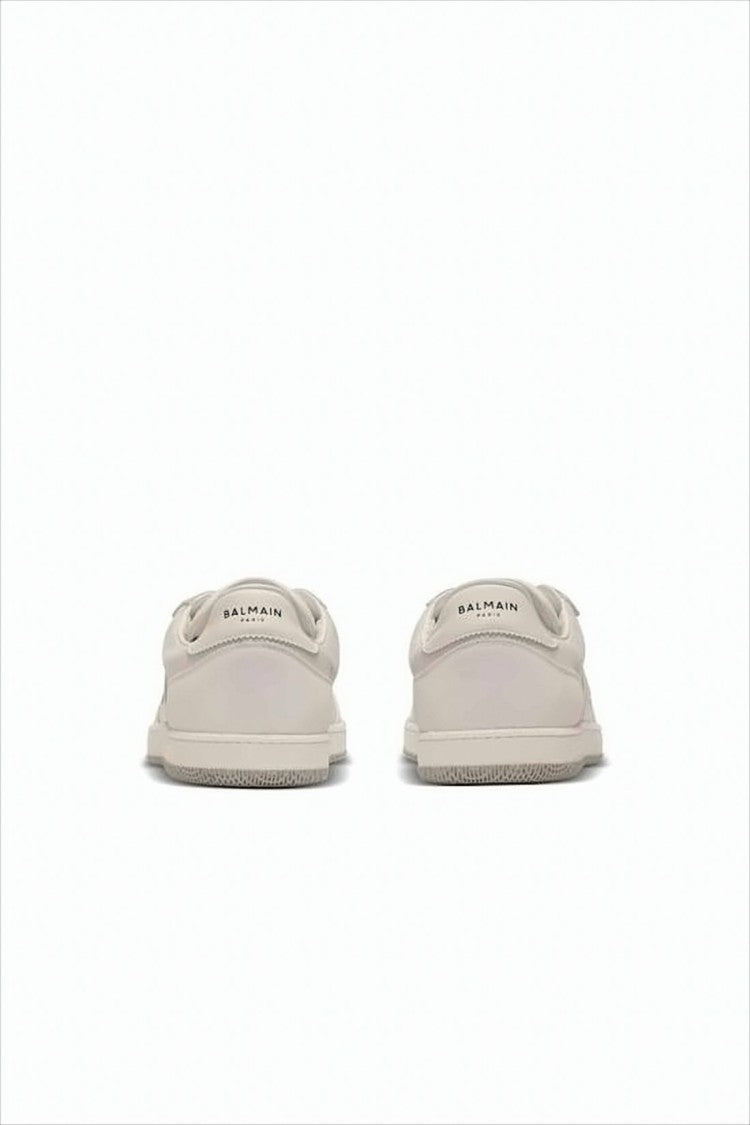 Balmain Low-Profile Calf Leather Sneakers With Geometric Logo