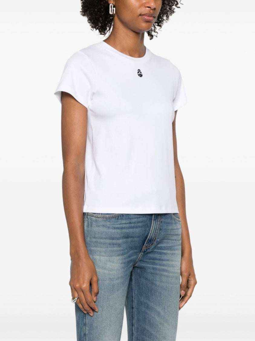Alexander Mcqueen Skull Embroidered Crew Neck White T-Shirt