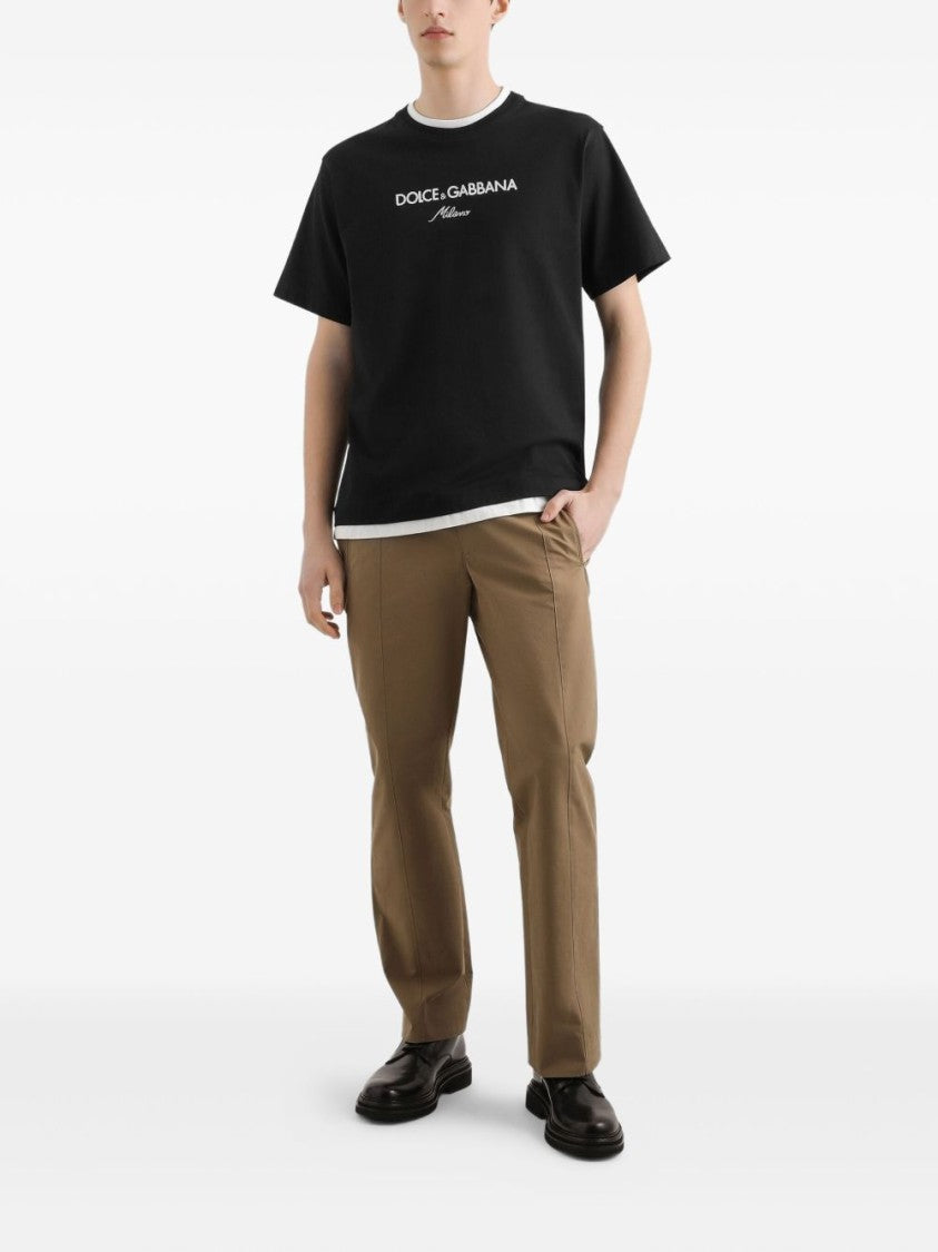 Dolce & Gabbana Classic Black T-Shirt With Contrasting Trim
