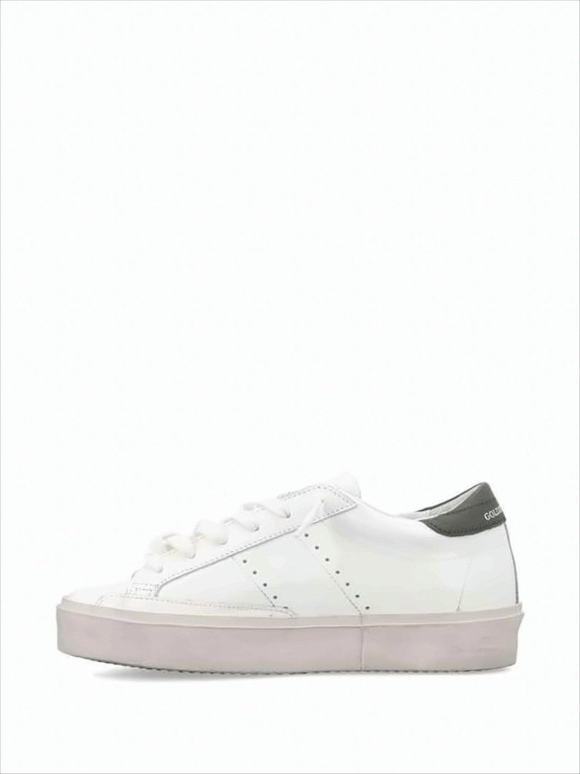Golden Goose Low-Top White Leather And Suede Sneakers With Pink Star Detail