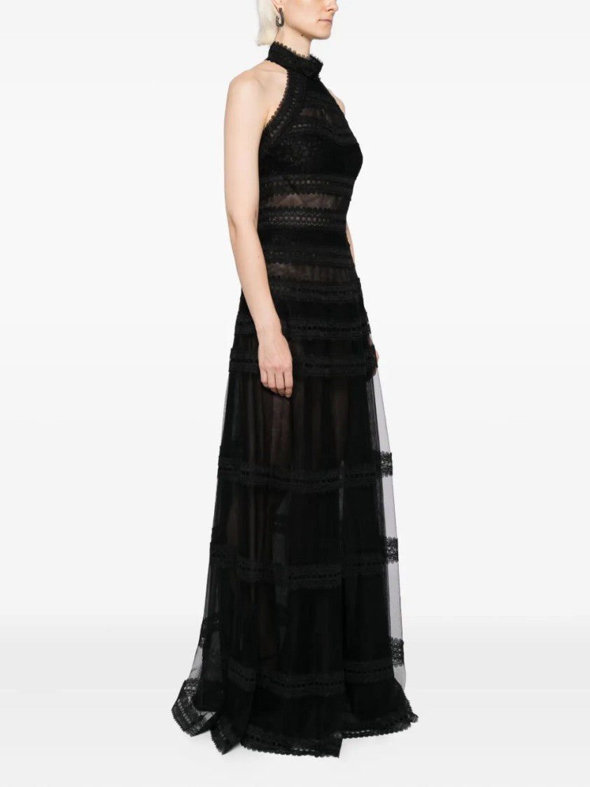 Saiid Kobeisy Lace Striped Long Dress