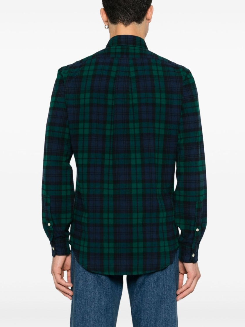 Polo Ralph Lauren Midnight Blue/Forest Green Brushed Cotton Plaid Shirt