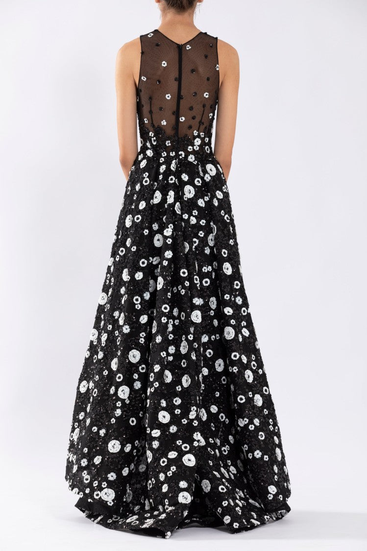 Saiid Kobeisy Tulle, High-Low Dress With Dotted Beading