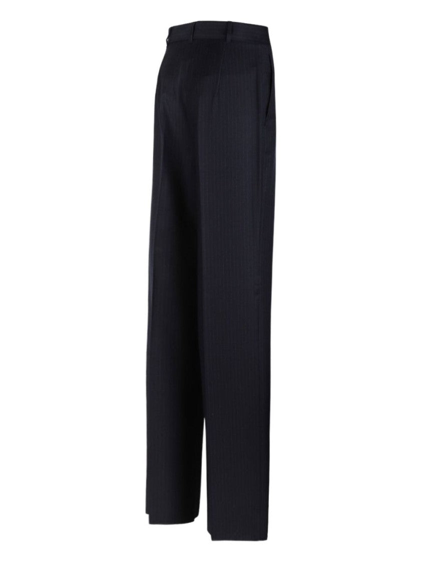Max Mara Tailored Blue Trousers With Flared Hem