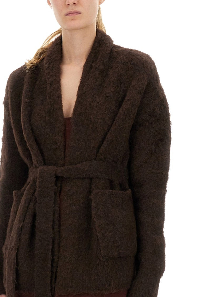 Uma Wang Plush Textured Wool Blend Cardigan With Shawl Collar