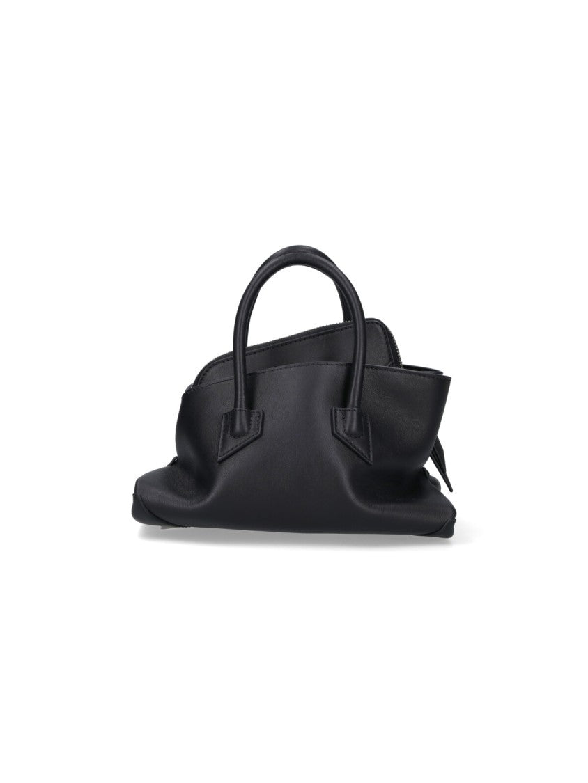 The Attico Mini Leather Shoulder Bag With Dual Zip Closure