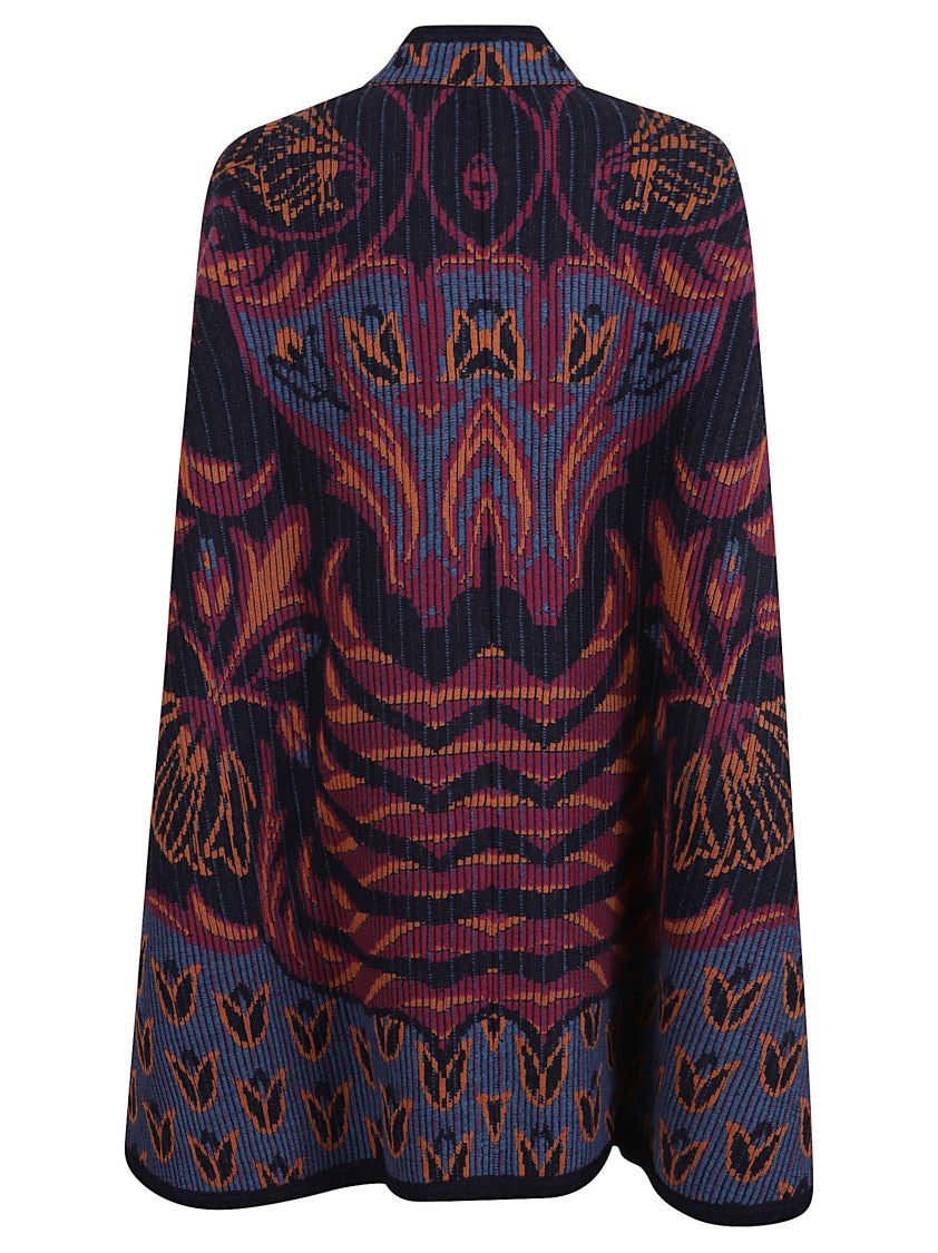 Etro Intricately Patterned Wool Blend Cape