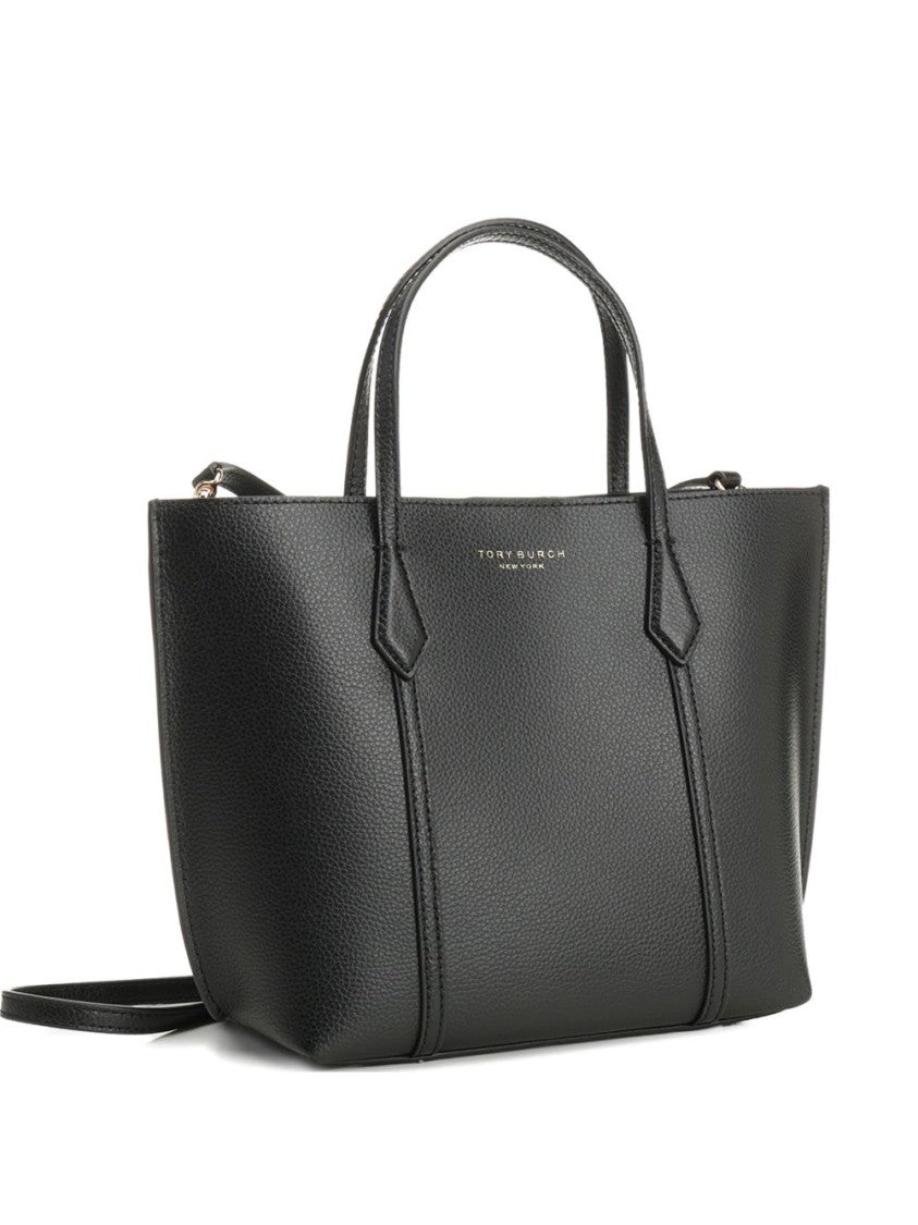 Tory Burch Structured Black Leather Handbag With Dual Handles