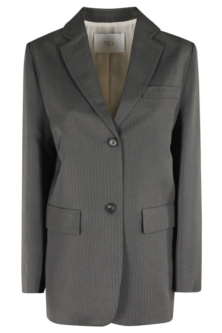 Tela Tailored Pencil Blazer With Subtle Pinstripe