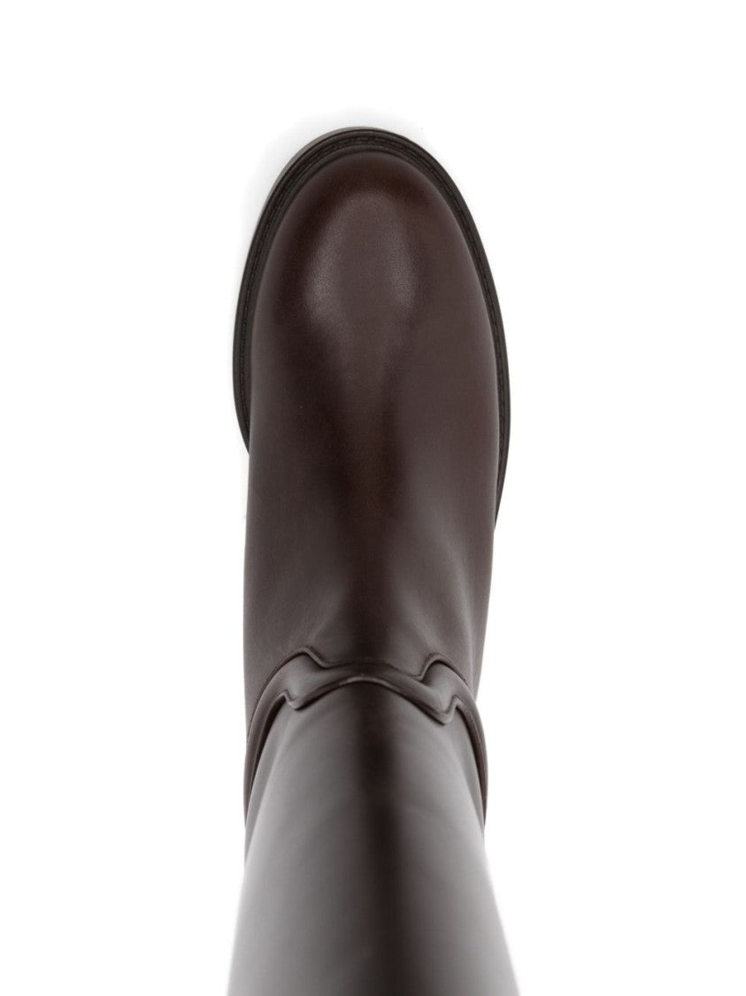 Stuart Weitzman Beige Vitello Leather Ankle Boots