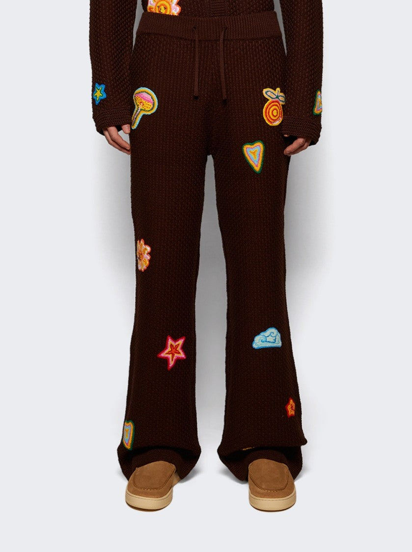 Casablanca Crochet Trousers With Patches Brown