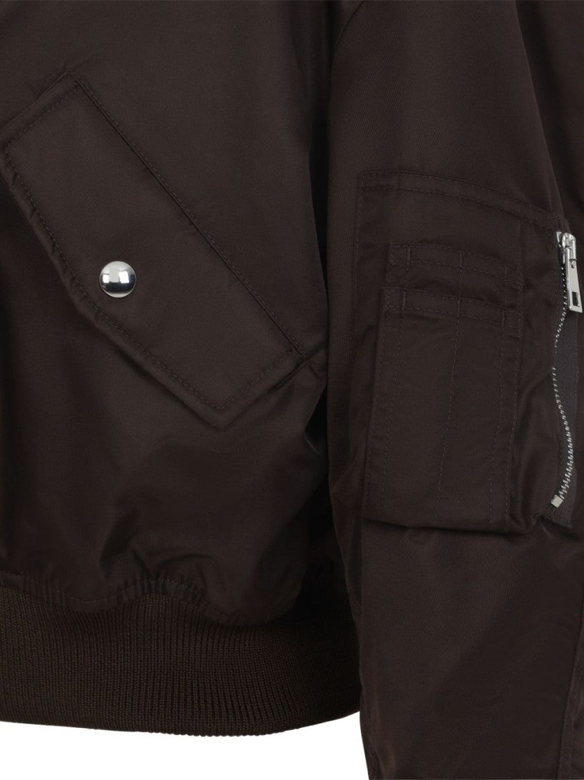 Givenchy Cropped Bomber Jacket With High Collar And Front Zip Closure