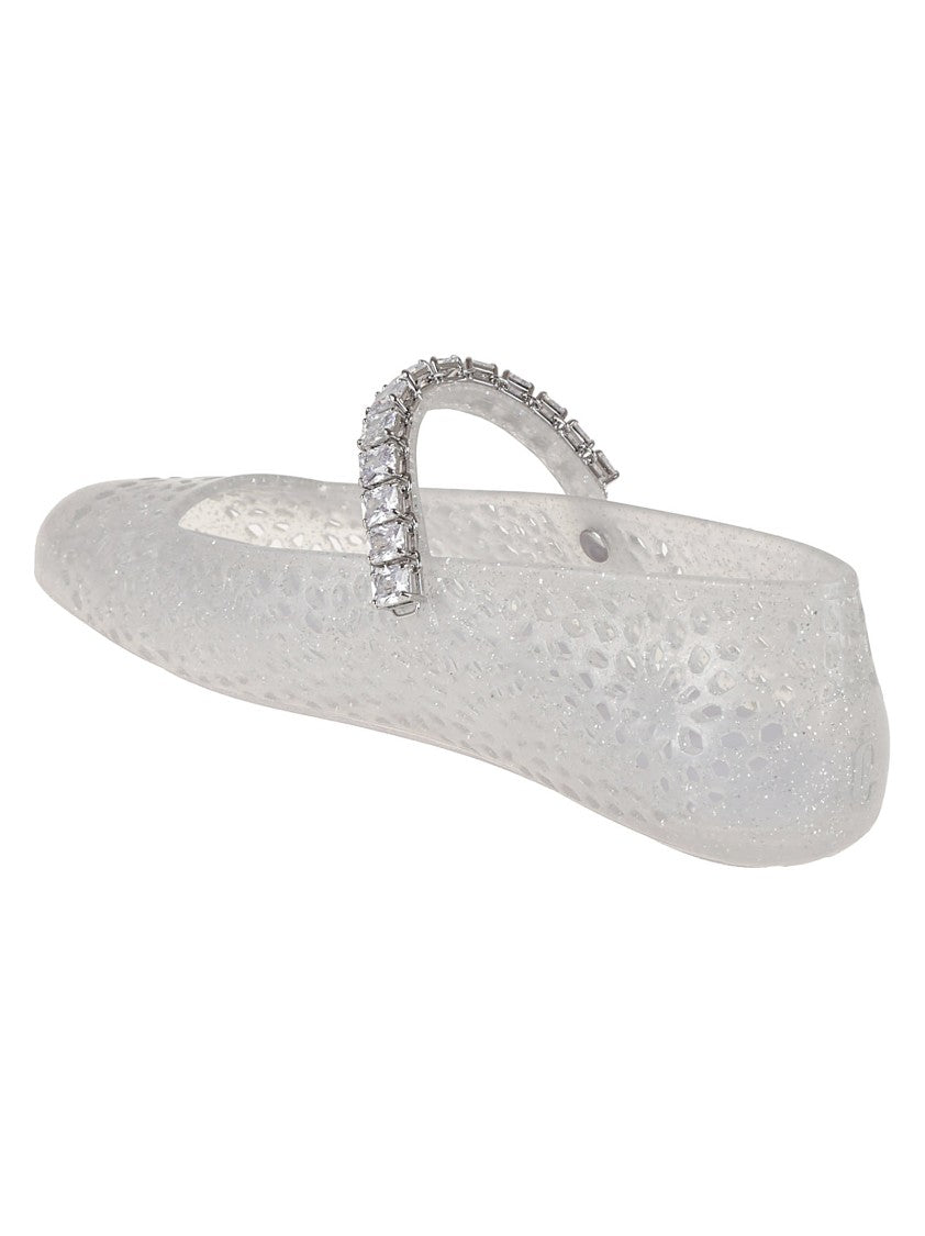 Jimmy Choo Square Toe Ballerinas With Crystal Strap