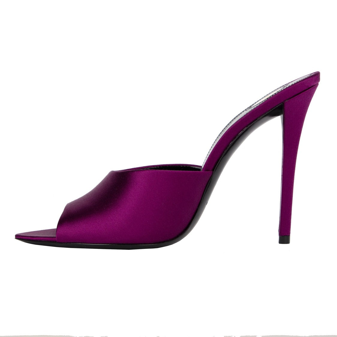 Saint Laurent Goldie Mules In Satin Crepe Purple