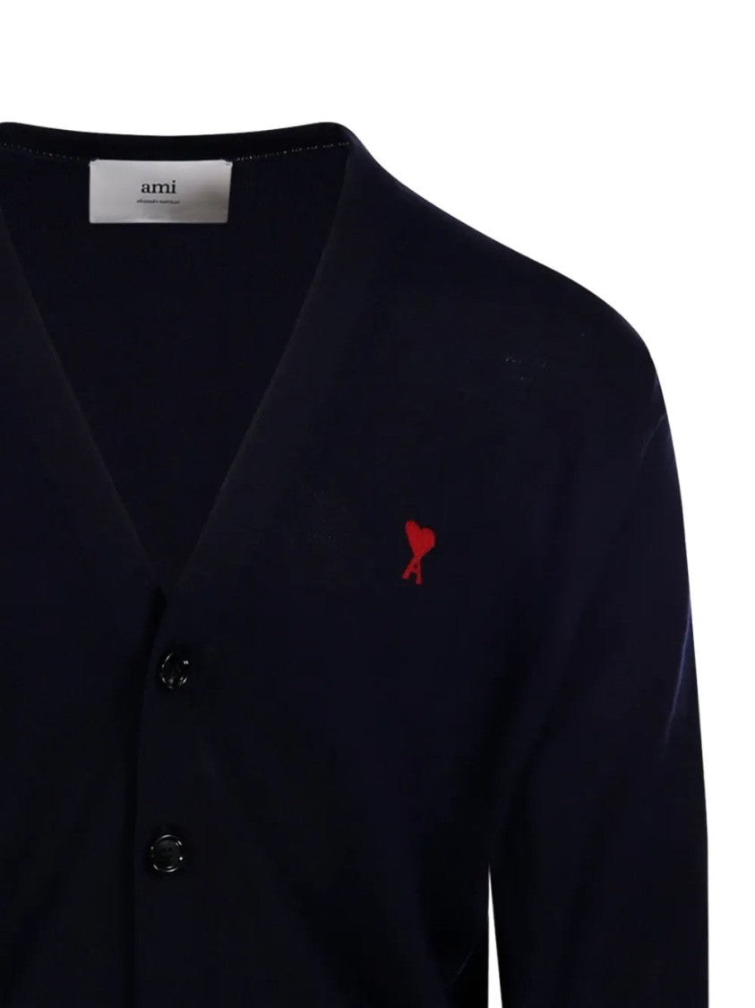 Ami Classic V-Neck Cardigan With Button-Down Front