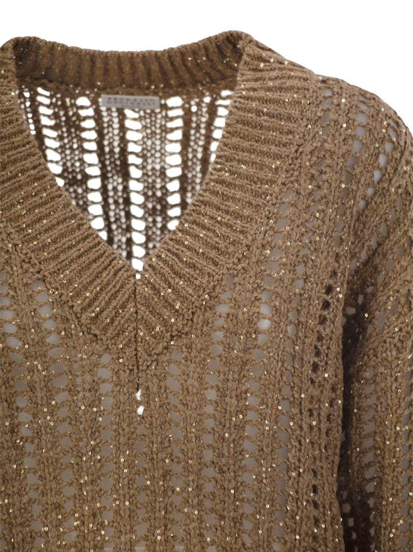 Brunello Cucinelli Silk And Linen V-Neck Sweater