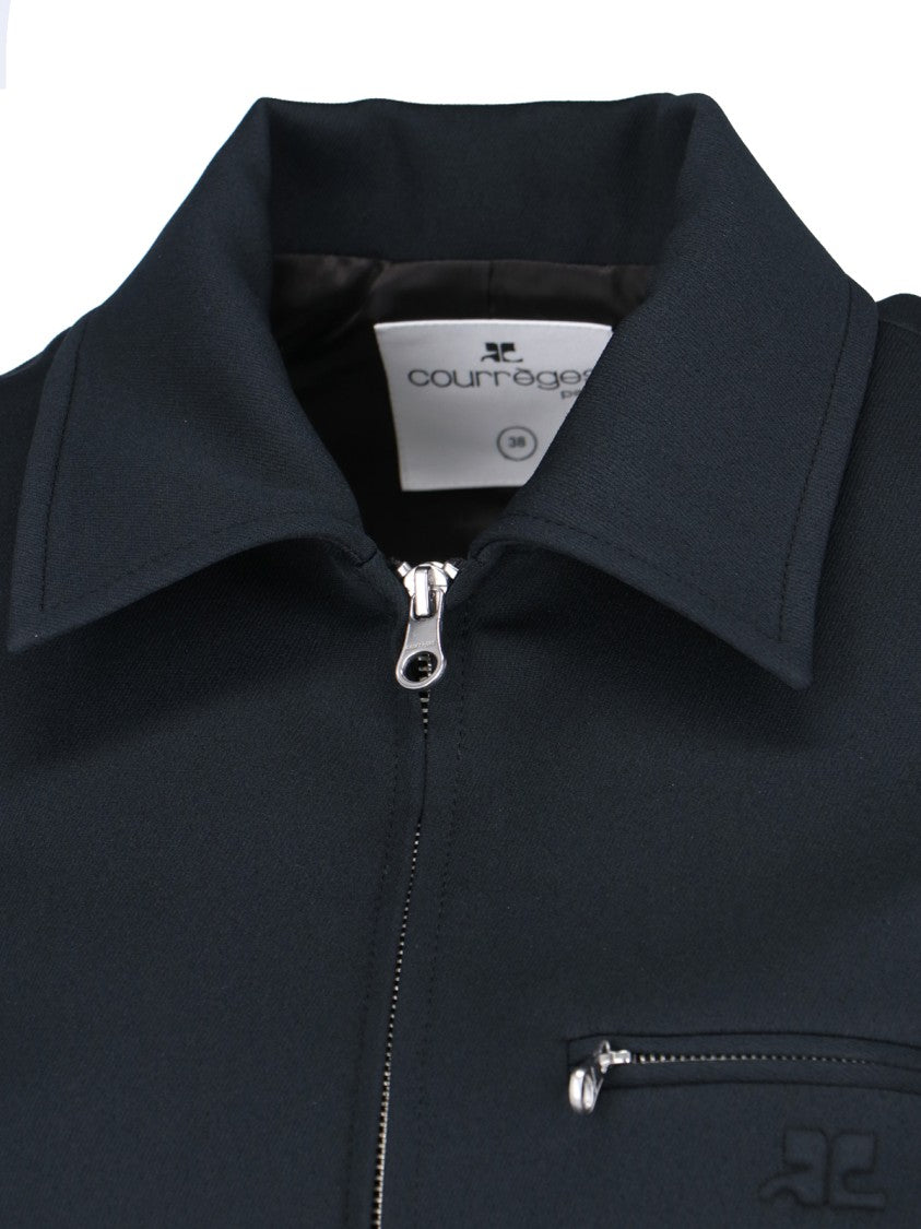 Courrèges Logo Zip Jacket In Blue Fabric