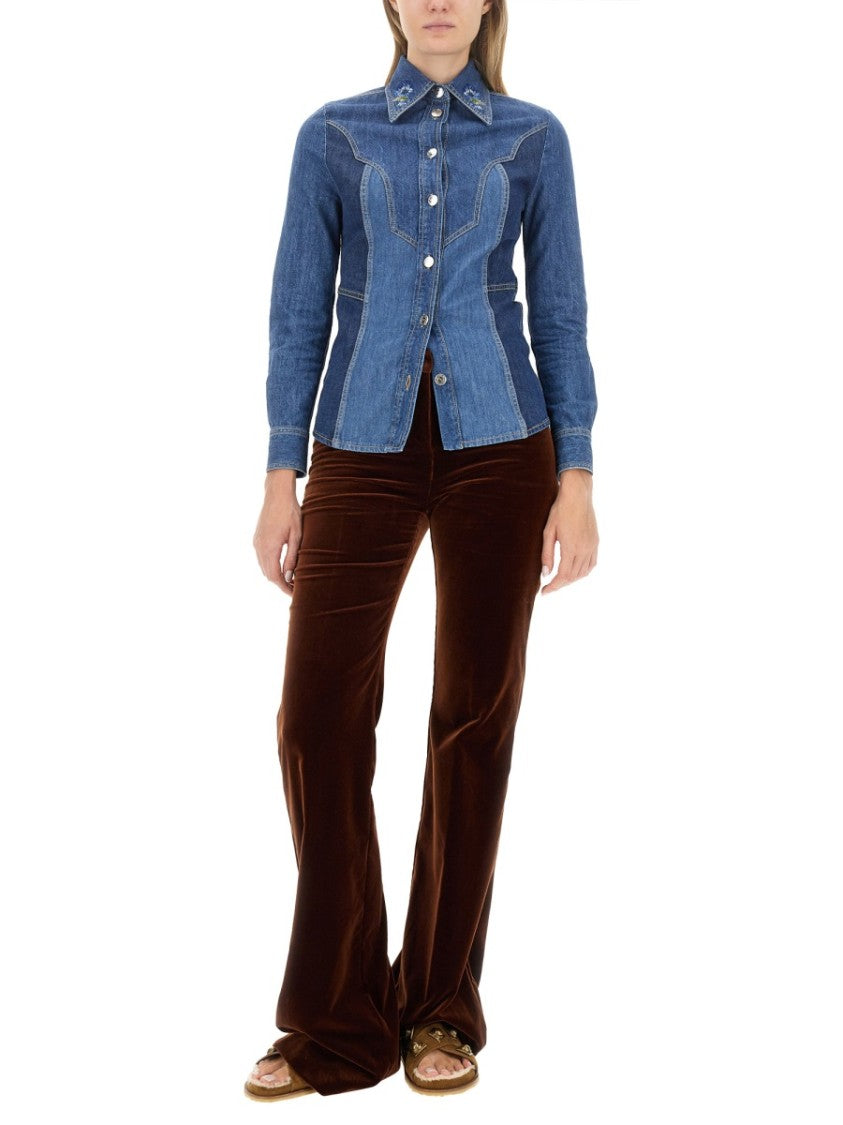 Etro Denim Design Slim Fit Shirt