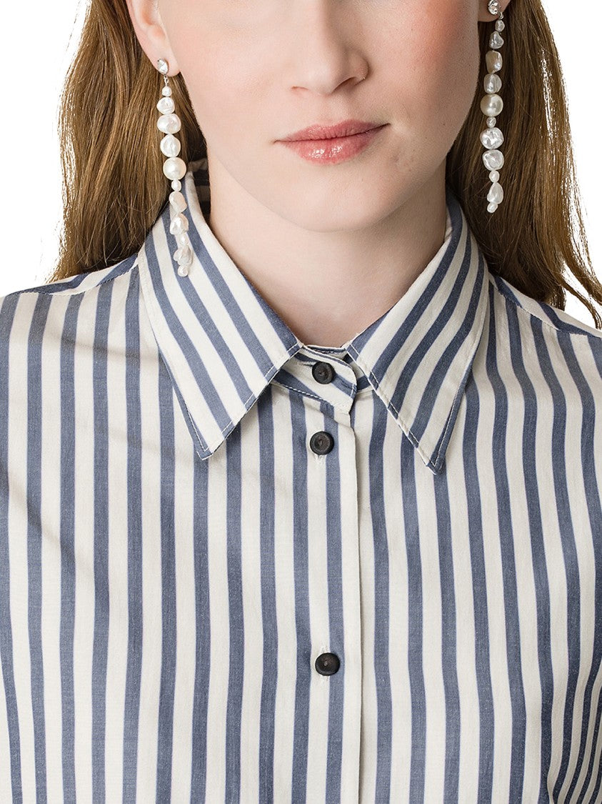 Forte Forte Chic Striped Taffeta Shirt With Masculine Cut