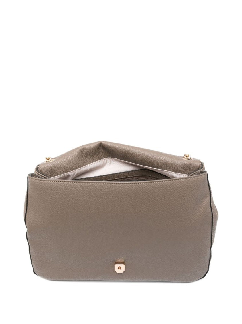Twin-Set Structured Pebbled Shoulder Bag With Flap Closure