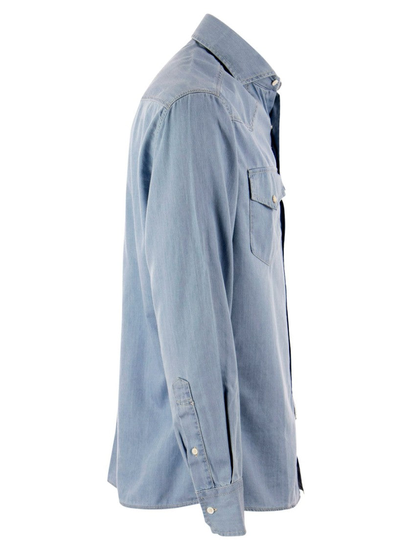 Brunello Cucinelli Lightweight Denim Leisure Fit Shirt