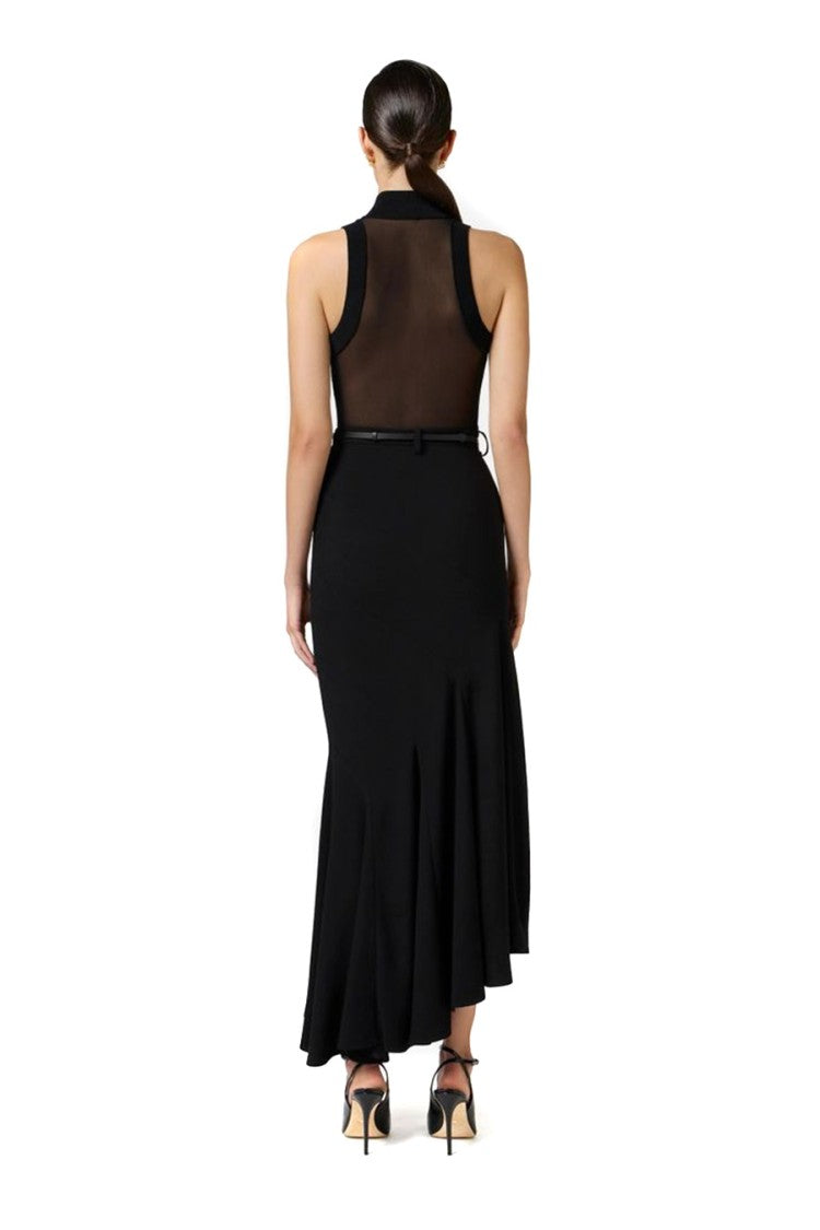 Elisabetta Franchi High Neck Black Ribbed Top