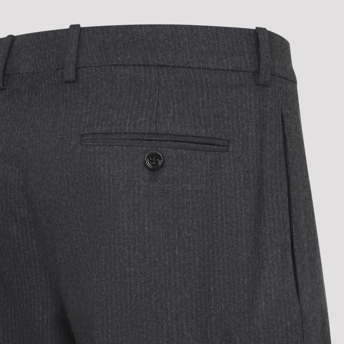 Celine Pinstriped Grey Wool Pants With Flared Legs