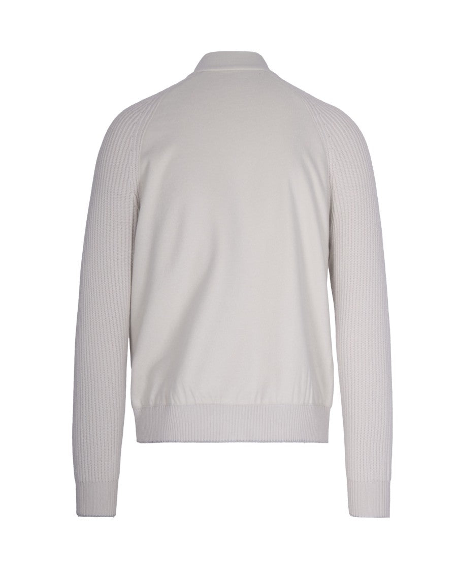 Eleventy Wool Jacket With High Collar And Ribbed Sleeves