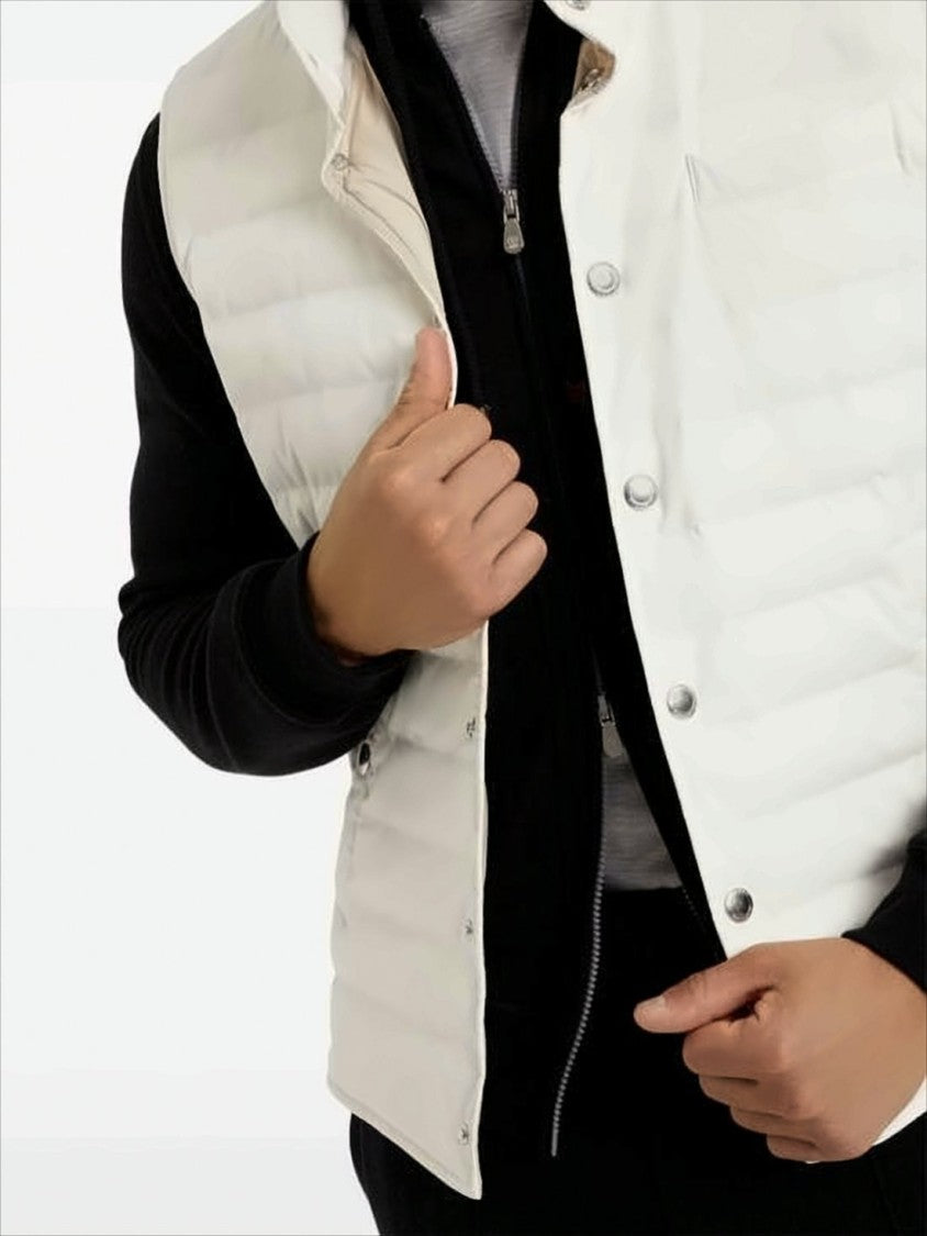 Brunello Cucinelli Sleeveless Puffer Vest With High Collar And Snap Button Closure
