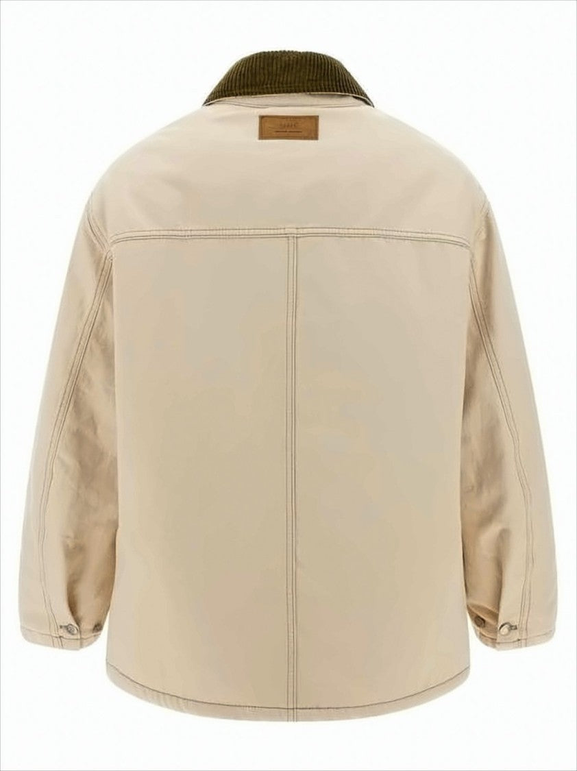 Ami Boxy Beige Canvas Jacket