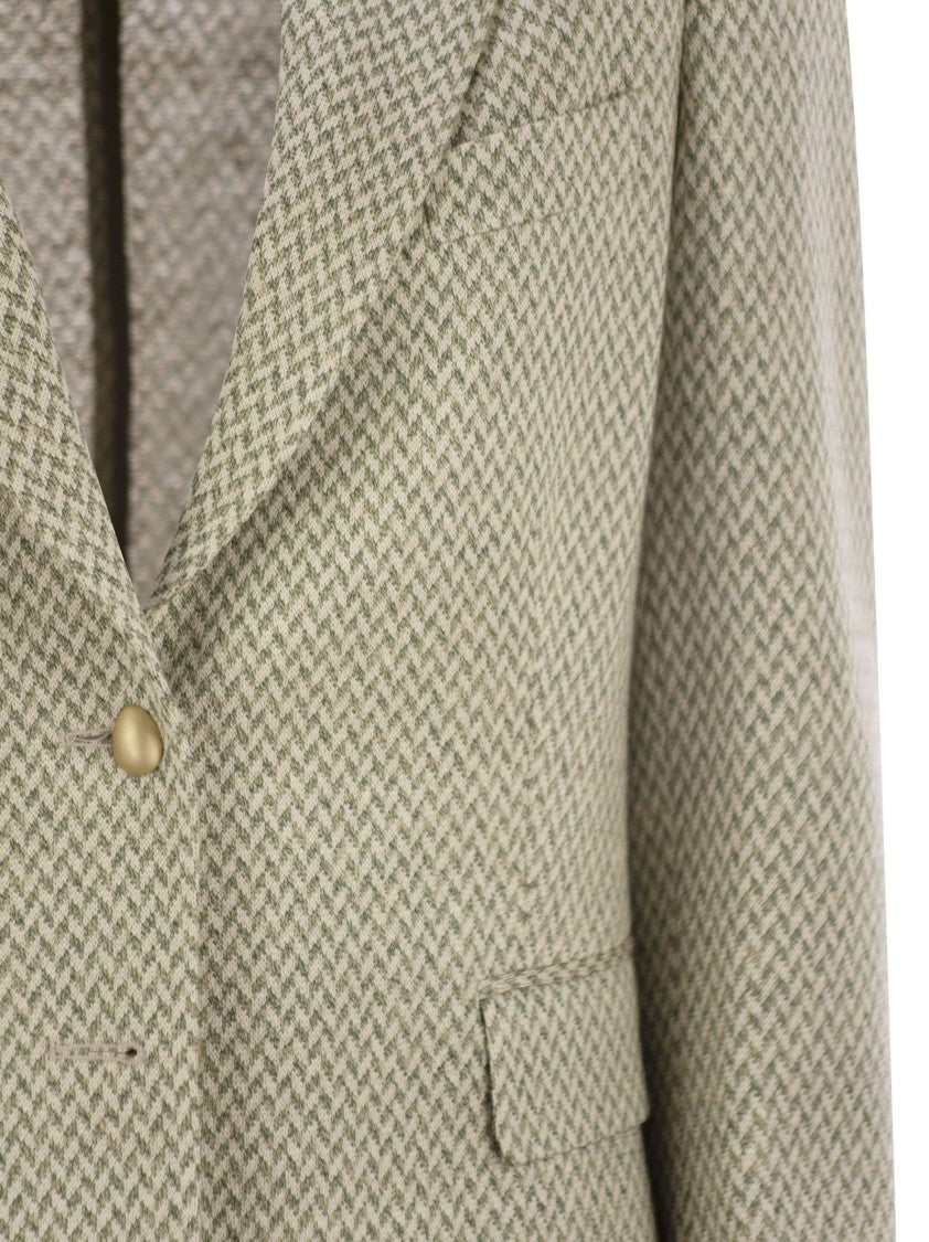 Saulina Angelica - Herringbone Two-Button Blazer