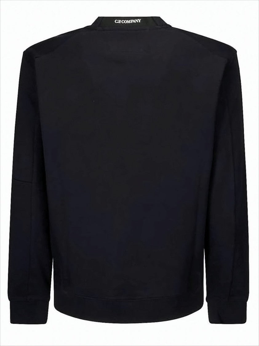 C.P. Company Minimalist Black Long-Sleeve Crewneck Sweatshirt With Zippered Pocket