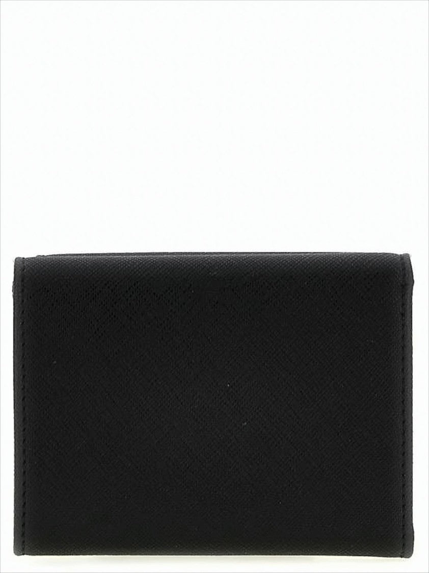 Vivienne Westwood Textured Synthetic Leather Tri-Fold Wallet With Gold Emblem