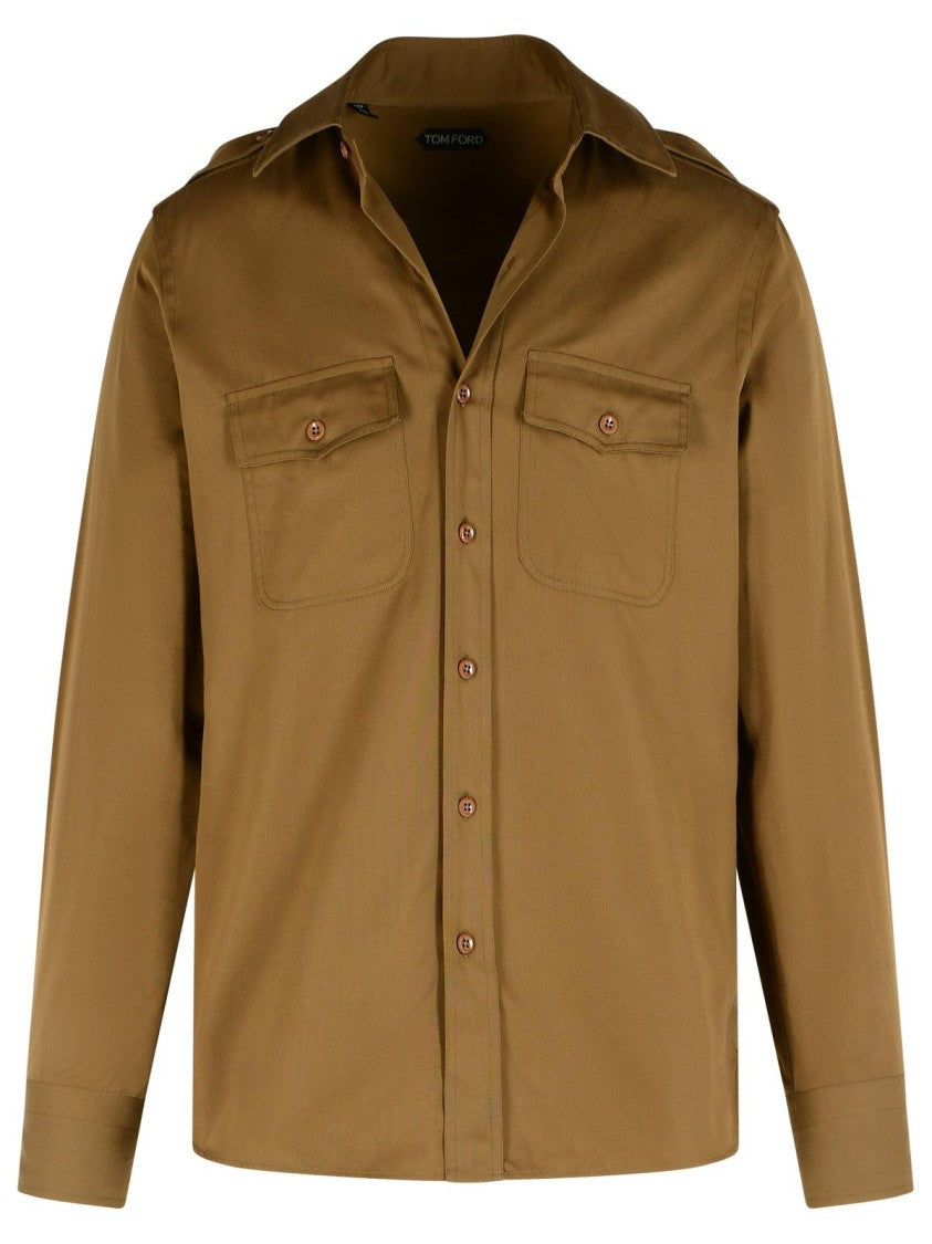 Tom Ford Army Green Silk Blend Shirt
