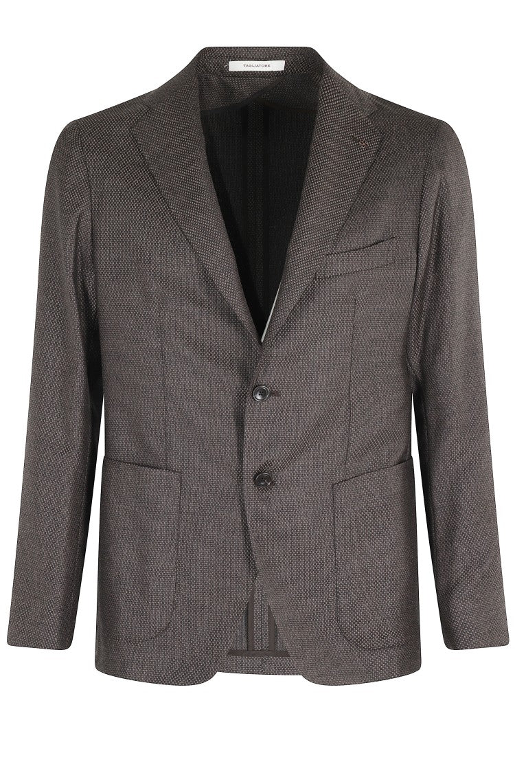 Tagliatore Textured Wool Monopetto Jacket With Lapel Neckline