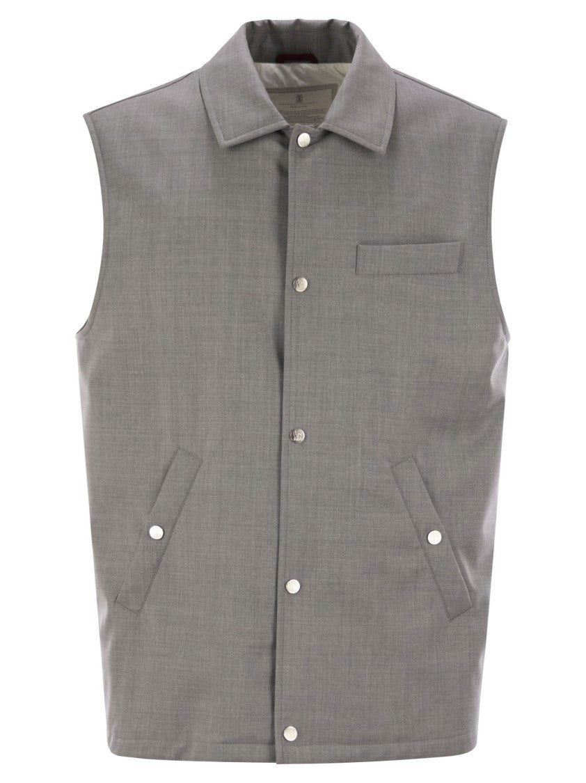 Brunello Cucinelli Sleeveless Jacket In Virgin Wool