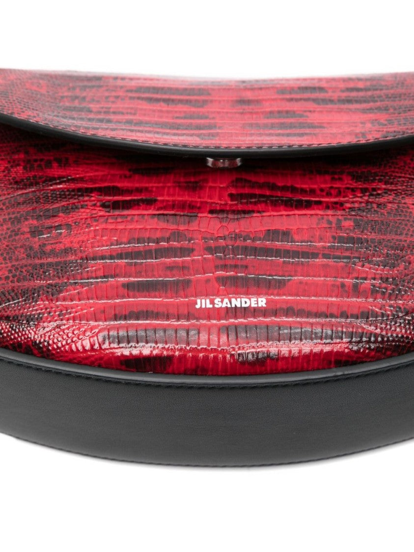 Jil Sander Structured Shoulder Bag In Rosso Vitello Leather