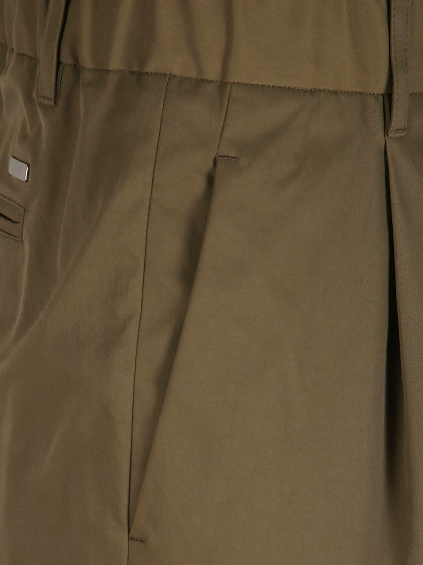 Herno Regular Fit Green Trousers With Elasticated Waist And Practical Pockets