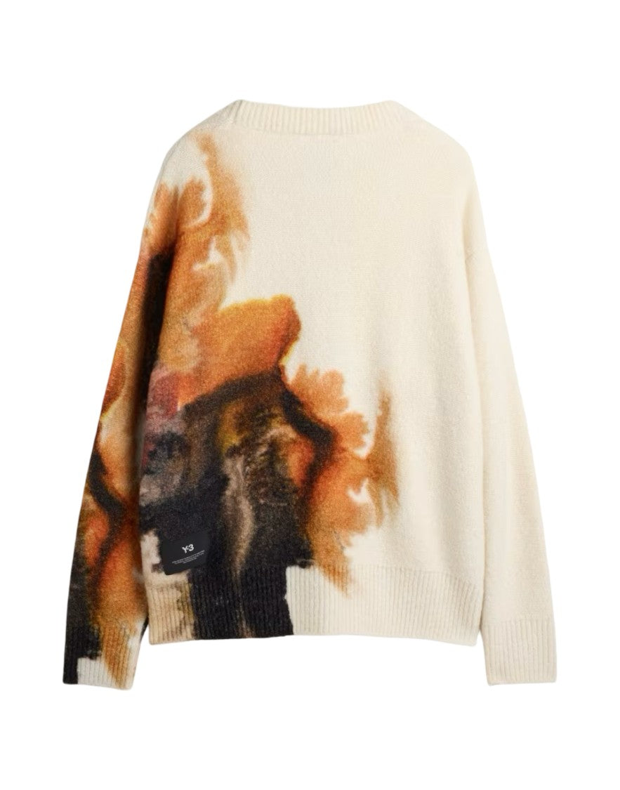Y-3 Cream Knit Graphic Cardigan