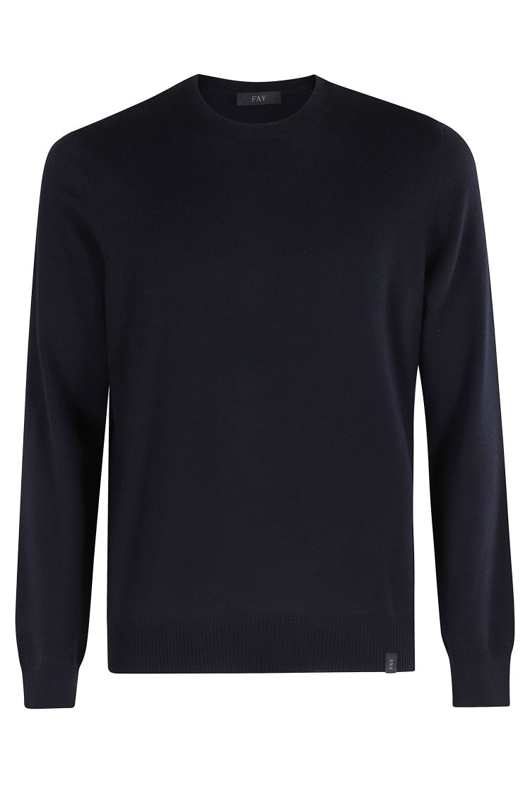 Fay Navy Blue Crew Neck Sweater