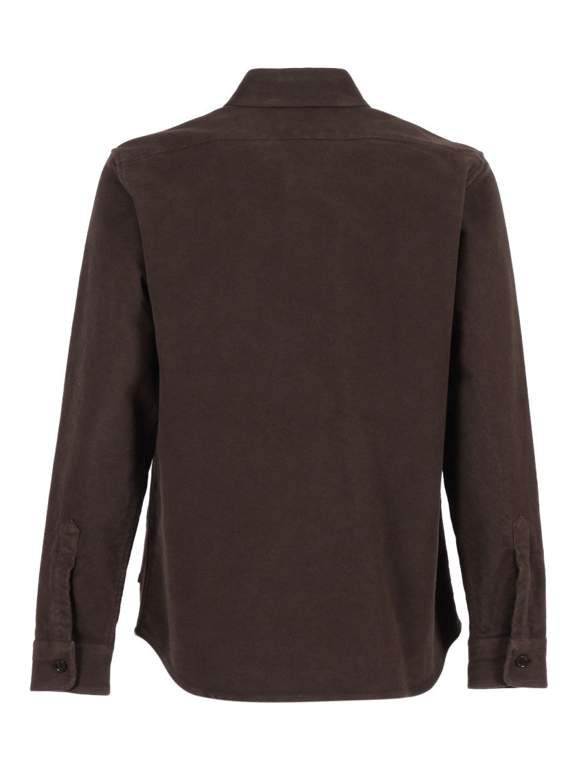 Aspesi Pointed Collar Button-Up Shirt With Single Chest Pocket