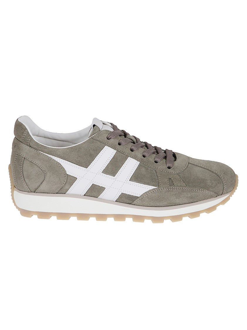 Hogan Low-Top Sneakers In Muted Green Suede