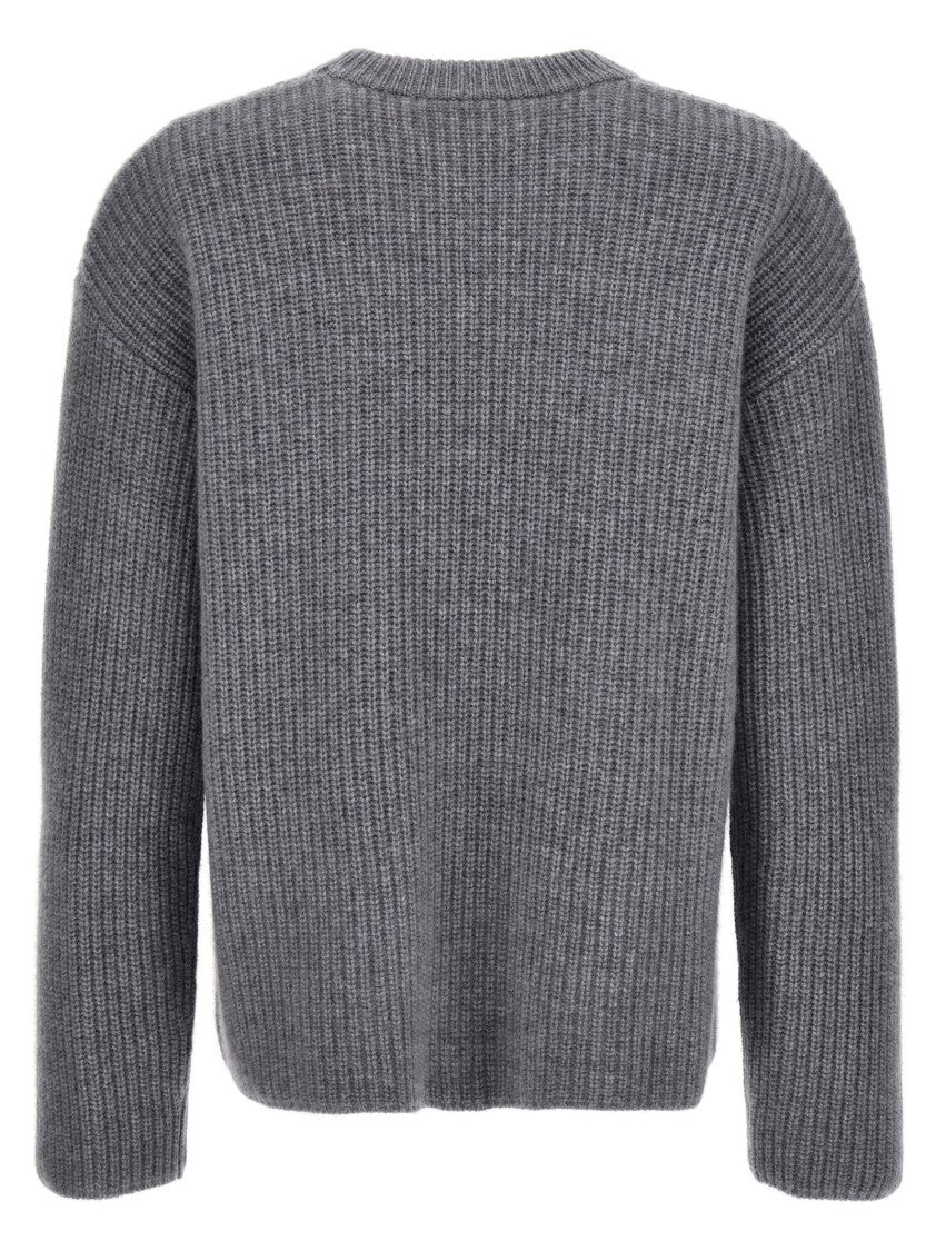 P.A.R.O.S.H. Ribbed Grey Cashmere Crewneck Sweater
