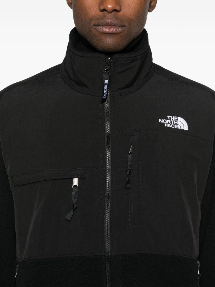 The North Face Textured Black Mid-Layer Jacket With Zip Pockets And Stand-Up Collar