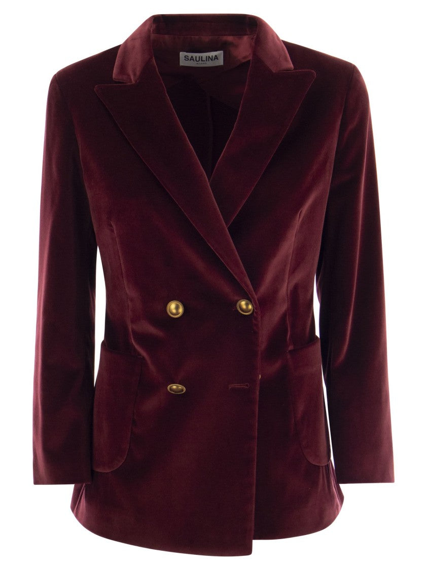 Saulina Antonia - Single-Breasted Velvet Jacket