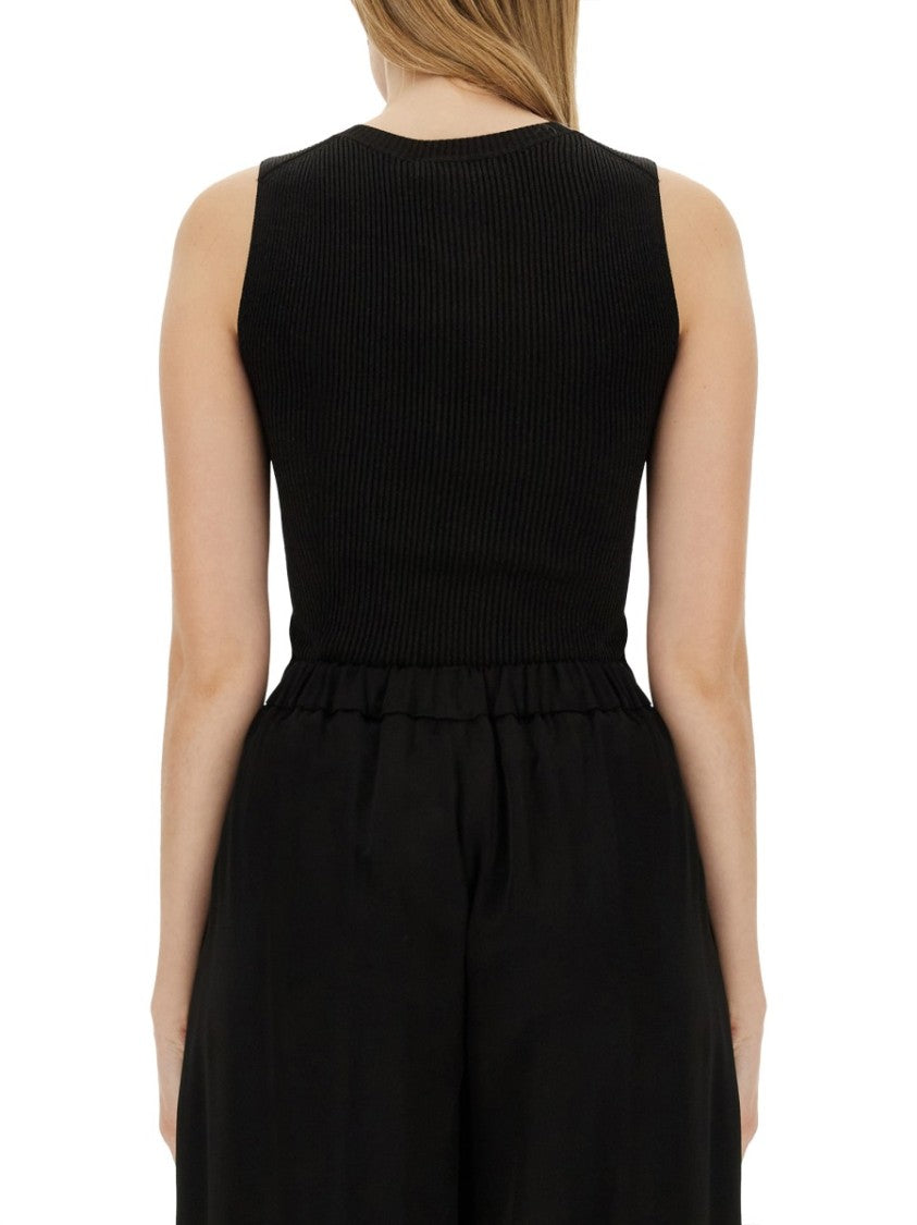 Fabiana Filippi Ribbed Black Slim-Fit Knitted Top
