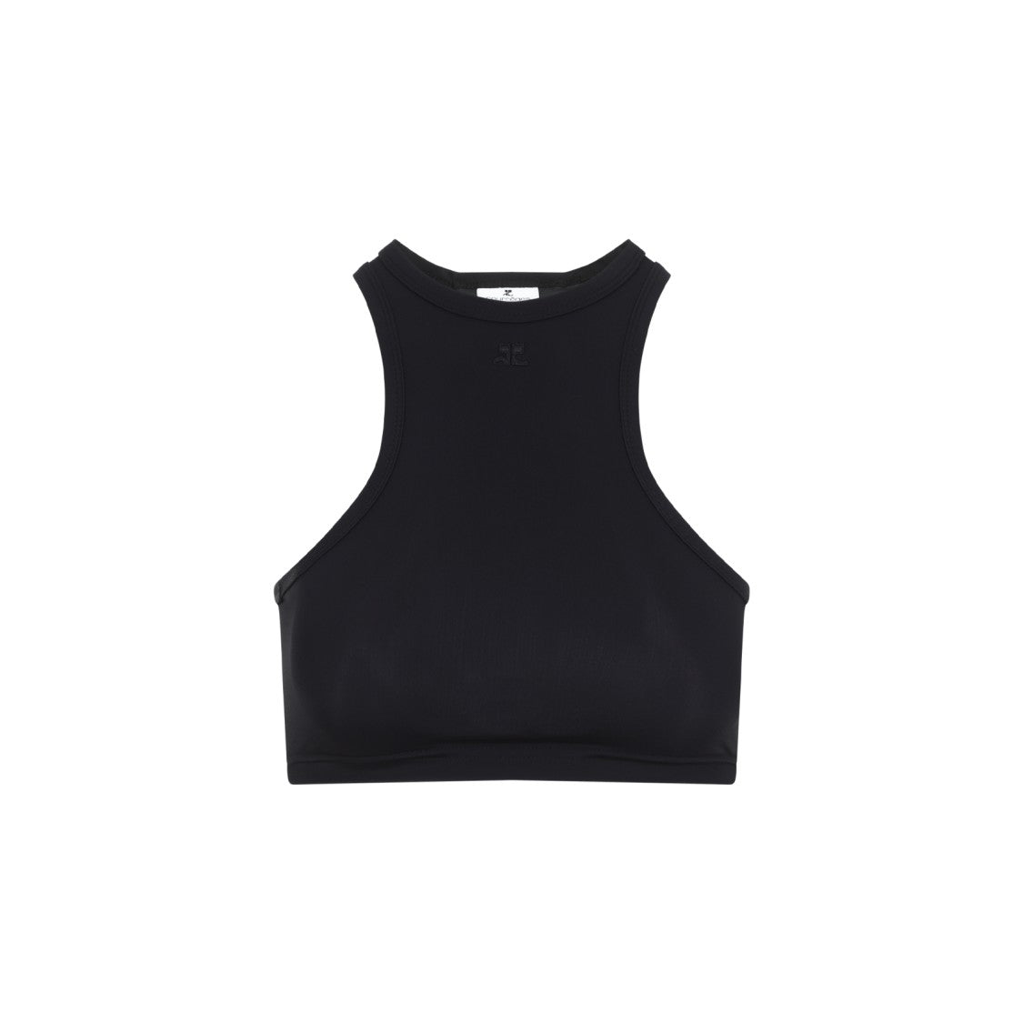 Courrèges Fitted Black Crop Top With High Neckline